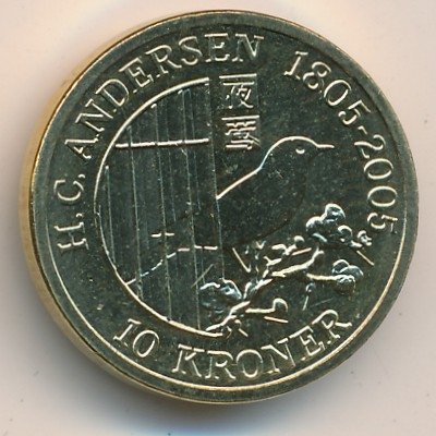Дания 10 крон 2007 год - Сказки Г.Х.Андерсена. Соловей