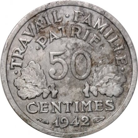 Франция 50 сантимов 1942 год
