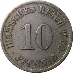 Германия 10 пфеннигов 1900 год (J)