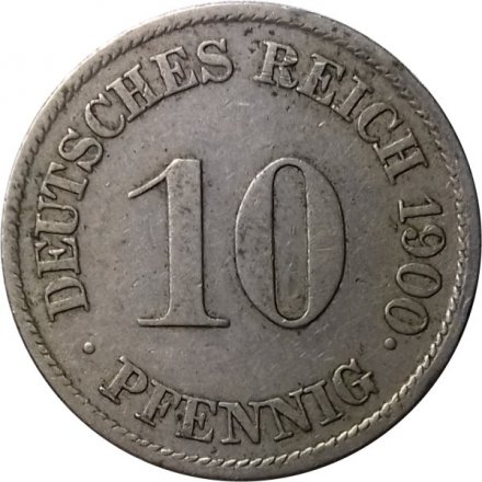 Германия 10 пфеннигов 1900 год (J)