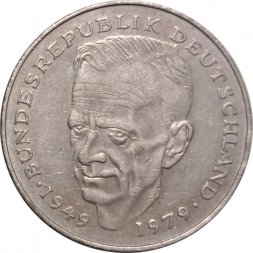 ФРГ 2 марки 1985 год - Курт Шумахер, 30 лет Федеративной Республике (1949-1979) - D