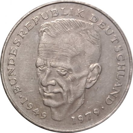 ФРГ 2 марки 1985 год - Курт Шумахер, 30 лет Федеративной Республике (1949-1979) - D