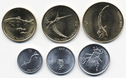 Набор из 6 монет Словения 1992 - 2000 год