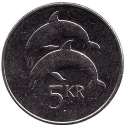 Исландия 5 крон 2005 год - Дельфины