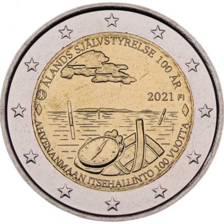 Финляндия 2 евро 2021 год - 100 лет самоуправлению в Аландском регионе