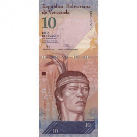 Венесуэла 10 боливаров 2014 год - Касике Гуаикайпуро. Орел Гарпия - UNC