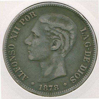 Испания 5 песет 1878 год (DE M)