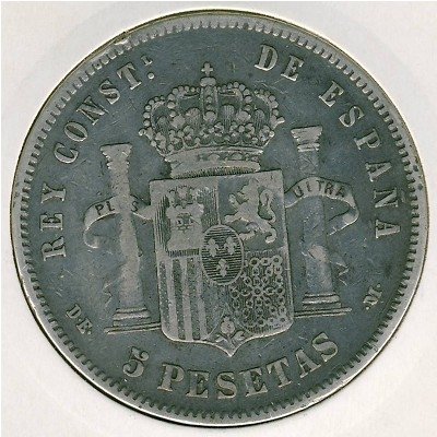 Испания 5 песет 1878 год (DE M)