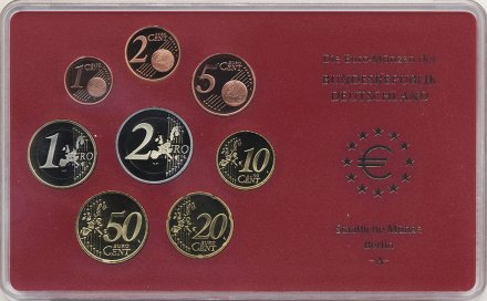 Евро серия Proof Германия 2002 год - Монетный двор «A» (8 монет)