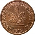 ФРГ 1 пфенниг 1988 год (J)