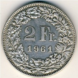 Швейцария 2 франка 1961 год