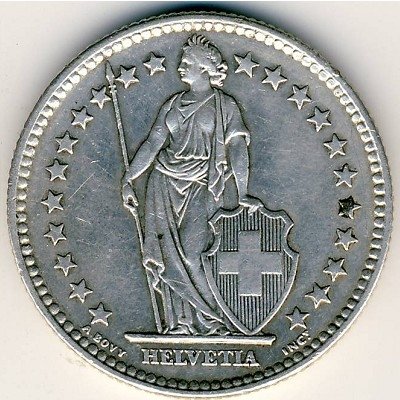 Швейцария 2 франка 1961 год