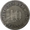 Германия 10 пфеннигов 1875 год (H)