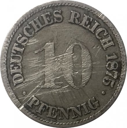 Германия 10 пфеннигов 1875 год (H)