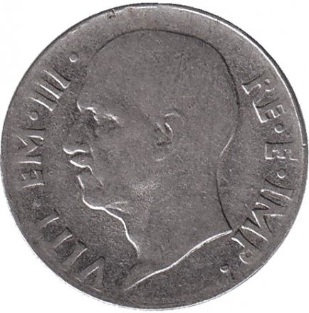 Италия 20 чентезимо 1940 год - Король Виктор Эммануил III (магнетик)
