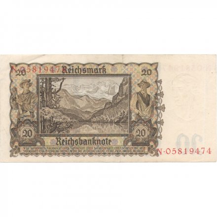 Третий Рейх (Германия) 20 марок 1939 год VF-XF