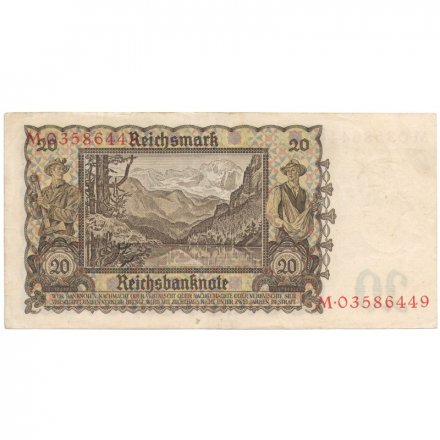 Третий Рейх (Германия) 20 марок 1939 год VF-XF