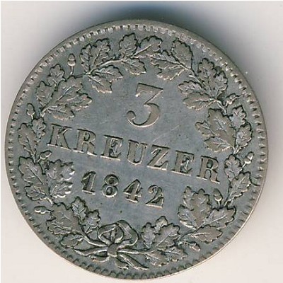 Бавария 3 крейцера 1842 год
