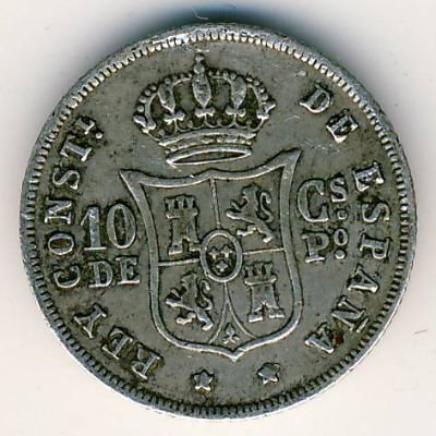Филиппины 10 сентимо 1885 год