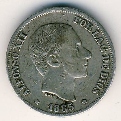 Филиппины 10 сентимо 1885 год