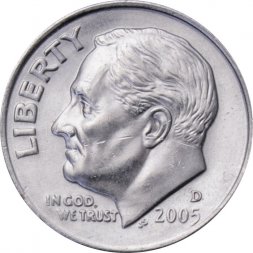 США 1 дайм (10 центов) 2005 год - Франклин Рузвельт (D)