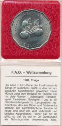 Монета Тонга 50 сенити 1981 год