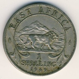 Монета Восточная Африка 1 шиллинг 1949 год - Георг VI