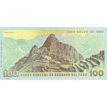 Перу 100 солей 1976 год - Мачу Пикчу UNC