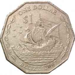 Белиз 1 доллар 2007 год - Корабль