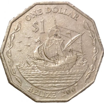 Белиз 1 доллар 2007 год - Корабль