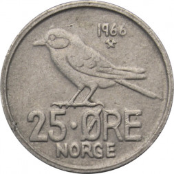 Норвегия 25 эре 1966 год