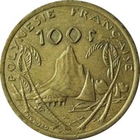 Монета Французская Полинезия 100 франков 2008 год