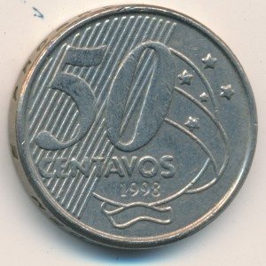 Бразилия 50 сентаво 1998 год