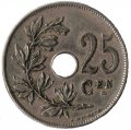 Бельгия 25 сантимов 1910 год