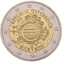 Австрия 2 евро 2012 год - 10 лет наличному обращению евро