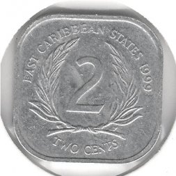 Восточные Карибы 2 цента 1999 год