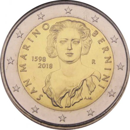 Сан-Марино 2 евро 2018 год - 420 лет со дня рождения Джованни Лоренцо Бернини