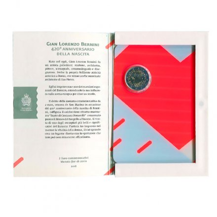 Сан-Марино 2 евро 2018 год - 420 лет со дня рождения Джованни Лоренцо Бернини