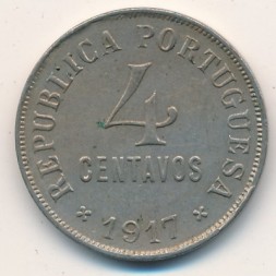 Монета Португалия 4 сентаво 1917 год