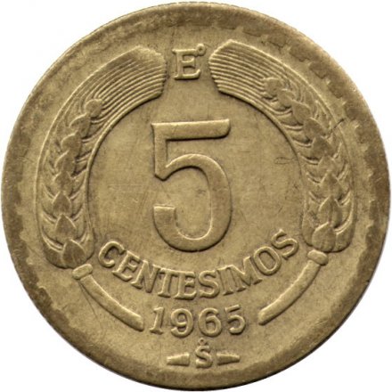 Чили 5 сентесимо 1965 год