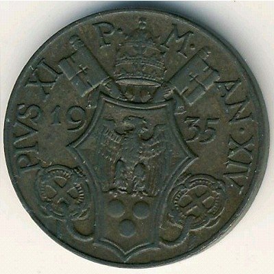 Ватикан 5 чентезимо 1935 год
