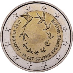 Словения 2 евро 2017 год - 10-я годовщина евро в Словении