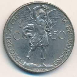 Ватикан 50 чентезимо 1939 год