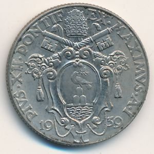 Ватикан 50 чентезимо 1939 год