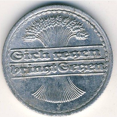 Веймарская республика 50 пфеннигов 1920 год (J)
