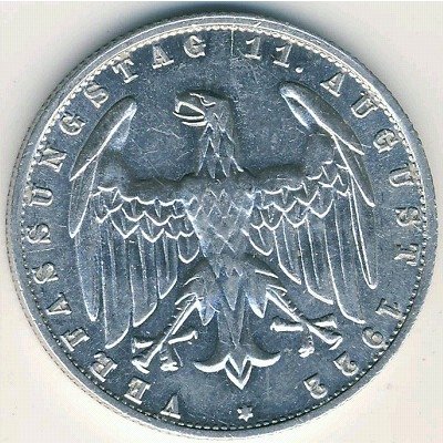 Веймарская республика 3 марки 1922 год (J)