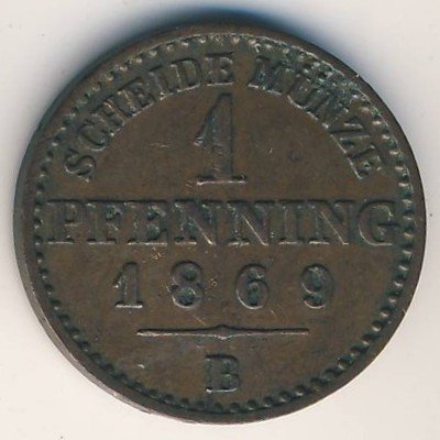 Пруссия 1 пфеннинг 1869 год