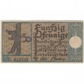 Германия (нотгельд) 50 пфеннигов 1921 год - Серия &quot;Районы Берлина&quot;. Кройцберг. Галльские ворота в Сахре в 1845 г. (вид 6) - UNC