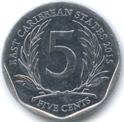 Восточные Карибы 5 центов 2015 год
