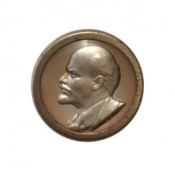 Значок В.И. Ленин. Серия "Портреты", круглый, серый